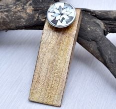 Grey and White Flower Mother of Pearl Wooden Door Stopper